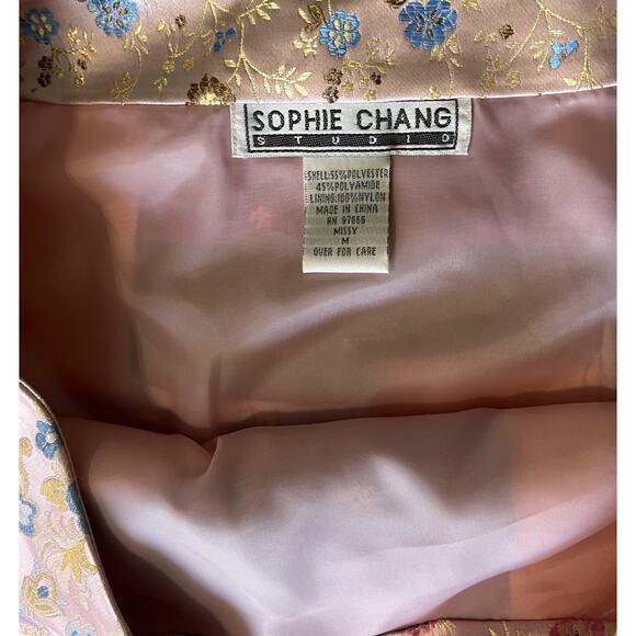 Sophie‎ Chang Sateen Pink Patchwork Lined Skirt Boho Country Women Sz M - Picture 6 of 11